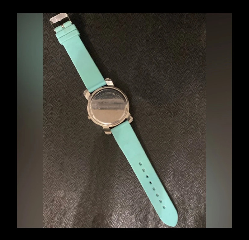 American Exchange Teal silicon band zebra pattern face pattern watch -used 5