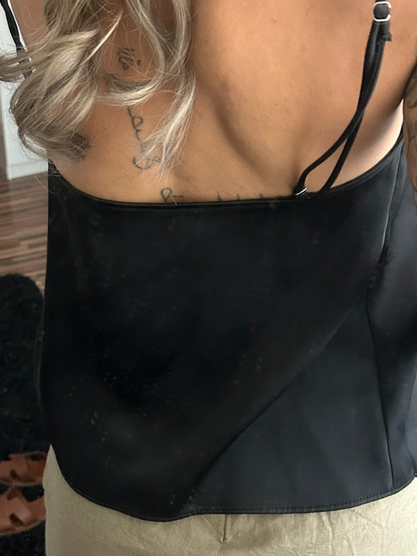 Top Satin beliebt Zara zum binden schwarz Trager sexy Ausschnitt