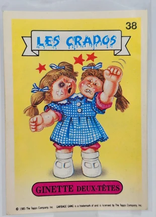 Carte Les Crados n°38 - Ginette Deux-Têtes - 1985 - Topps, brand: Topps, condition: Very good, €5.90, €6.90 includes Buyer Protection Pro
