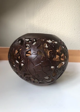 Vintage zeldzaam 🐢 Natuurlijke elegantie – Vintage sculptuur van kokosnootschaal: “Zeeschildpadden”, brand: Vintage Love, condizioni: Buone, €11.00, €12.25 include la Protezione acquisti