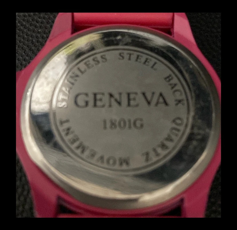 Geneva Pink Silicone band watch with rhinestones  -used 2