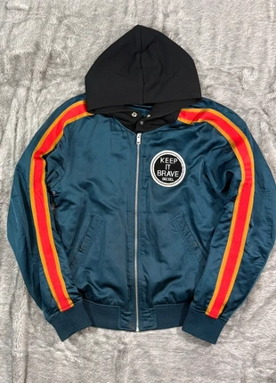 Blouson style aviateur/bomber bleu avec bandes rétro | Diesel | L, marca: Diesel, estado: Muy bueno, tamaño: L, 90,00 €, 95,20 € Protección al comprador Pro incluida