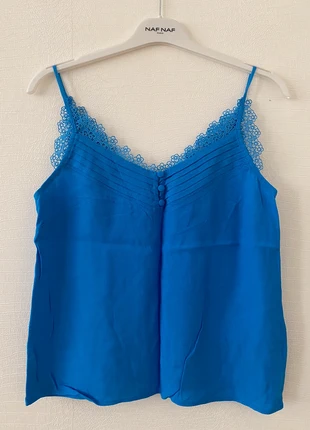 Tee shirt à bretelles bleu, brand: Naf Naf, condition: New without tags, size: XS / 34 / 6, €15.00, €16.45 includes Buyer Protection