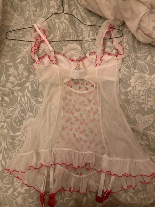 rare Ann Summers pink and white strawberry corset bustier top size 8 /  small