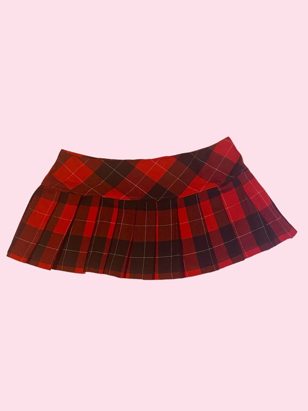 Vintage low rise ultra mini skirt red plaid y2k schoolgirl preppy 1