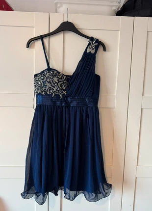 Navy Blue One-Shoulder Cocktail / Prom Dress with Beaded Detail – Size 18, brand: Quiz, condition: Very good, size: XXXL / 18, £7.00, £8.05 includes Buyer Protection