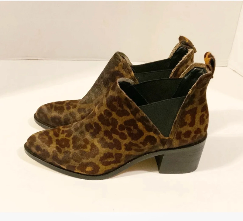 1. State Booties Womens Leopard Print Real Cow Hair Fur Size 6.5 1