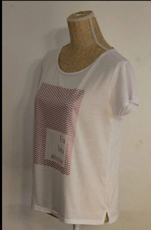 Tee-shirt blanc et rose – Mim - L - photo numéro 4