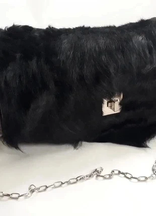 Mala em pele e pêlo de vaca preto, marca: Vintage, estado: Muito bom, €35.00, €37.45 inclui Proteção do Comprador