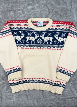 Vintage Norwegian Wool Sweater VOSS Made in Norway Nordic Reindeer Pattern, marque: Vintage Dressing, état: Très bon état, taille: L, 30,00 €, 32,20 € Protection acheteurs incluse