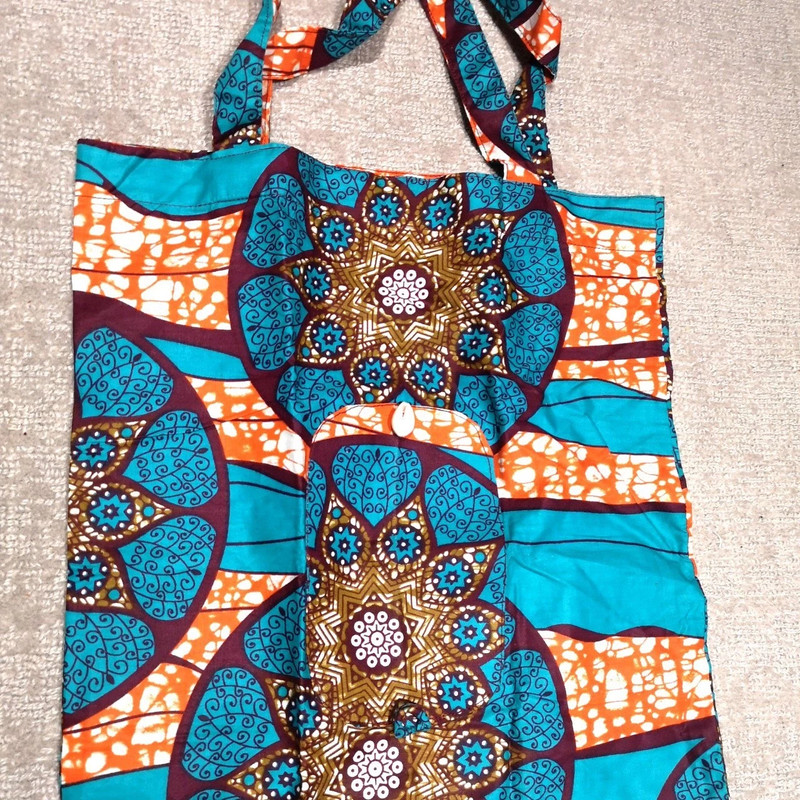 Foldable West African print cotton tote bag - Vinted