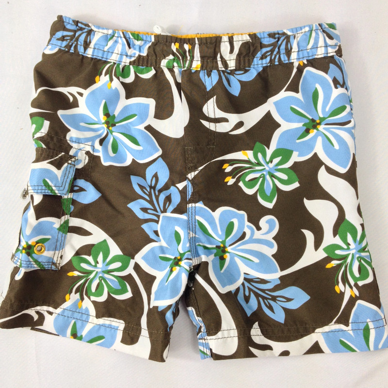 Place 1989 Boys Toddler Swim Trunk Shorts Brown & Blue Tropic Size 24 Months 1