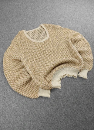 Pull Femme à Col Large Vintage 80s en Maille Brillante Crème / Doré (S), marca: Vintage Dressing, estado: Muy bueno, tamaño: S / 36 / 8, 14,00 €, 15,40 € Protección al comprador Pro incluida