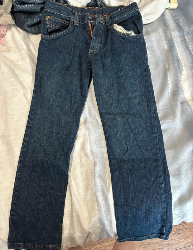Wrangler Blue Denim Jeans Stretch Size 12 Dark Wash Boys 1