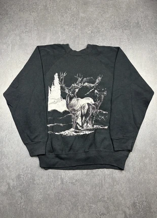 Sweat crewneck oversize Tultex USA noir et blanc imprimé cerf taille M unisexe, marca: Vintage Dressing, estado: Muito bom, tamanho: M, €12.00, €13.30 inclui Proteção do Comprador