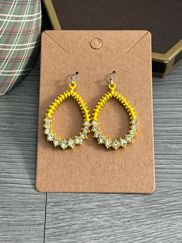 Yellow Rhinestone Earrings 1