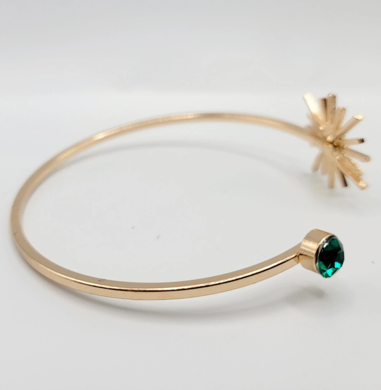 Brand NEW Emerald Green Gold Floral Flower Cuff Bracelet 2