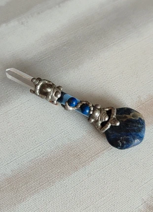 Pendentif en pierre naturelle lapis-lazuli naturel et cristal transparent, brand: Naturel, condition: Very good, €6.00, €7.00 includes Buyer Protection