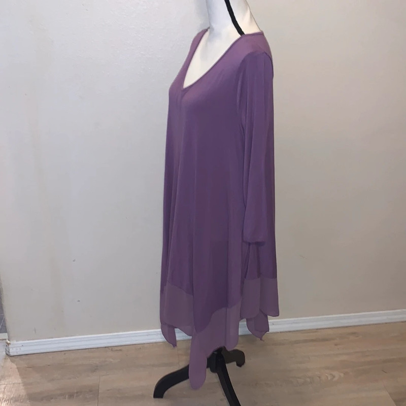 Amzplus purple stretchy long sleeve lace asymmetrical dress 3