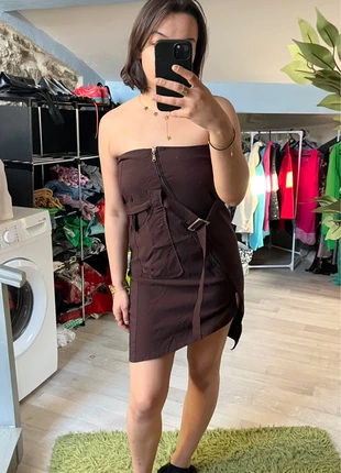 Robe asymétrique bustier avec ceinture marron vintage taille M, marque: Vintage Dressing, état: Très bon état, taille: M / 38 / 10, 5,00 €, 5,95 € Protection acheteurs (Pro) incluse