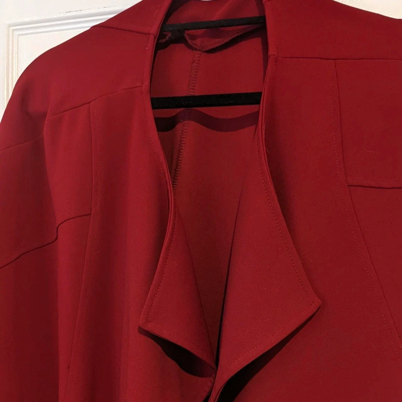 Burgundy scuba material waterfall jacket