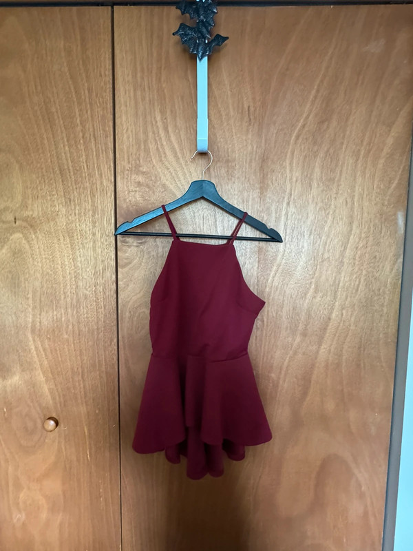 High-Low Burgundy Halter Top 1