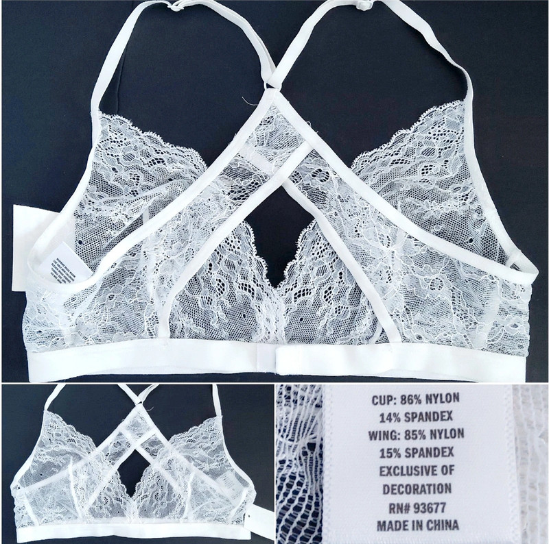 City Streets full lace no-wire no-lining white bralette size Med (NWTS) 4