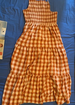 Abito quadretti arancio bianco lungo, marke: ASOS, zustand: Neu, größe: XL / 42 / 14, 44,00 €, 46,90 € inklusive Vinted-Käuferschutz