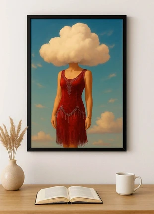 Poster A3 Clouded Thoughts – Donna in abito rosso anni ’20, arte surrealista, marca: Art, estado: Nuevo sin etiquetas, 4,00 €, 4,90 € Protección al comprador incluida
