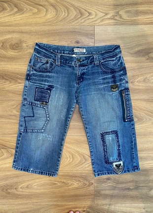 vintage 00s blue patchwork jorts, brand: 19 and 80, condition: Very good, size: W33, £12.00, £13.30 includes Buyer Protection