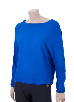 Pull bleu cobalt LEA•R – coudières camel – zip doré dos – taille M (38/40 FR), brand: LEA•R, condizioni: Ottime, taglia: M / IT 42 / EU 38, €13.00, €14.35 include la Protezione acquisti