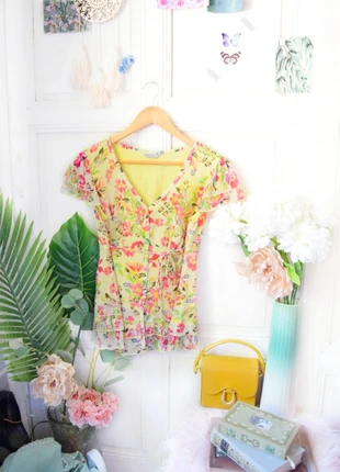 🌸🌿 Blouse vintage Y2K motif fleurs 🌿🌸, marca: Vintage, estado: Muito bom, tamanho: L / 40 / 12, €14.00, €15.40 inclui Proteção do Comprador