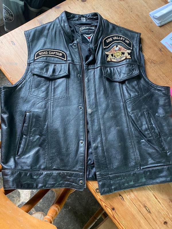 Super cool Harley Davidson owners club leather jacket/gilet - Vinted