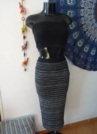 Falda Midi con estampado de rayas retro Vintage y2k, marque: Vintage, état: Très bon état, taille: S / 36 / 8, 10,00 €, 11,20 € Protection acheteurs incluse