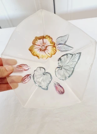 Bowl Cuenco de Cristal Esmerilaldo con flores escarchadas de los Años 80., marca: Vintage, estado: Novo sem etiquetas, €20.00, €21.70 inclui Proteção do Comprador