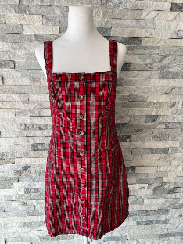 Hollister red plaid button up dress 1