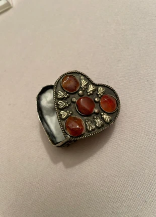 Boîte à bijoux en métal et pierres orange , ambré, condition: Very good, €6.00, €7.00 includes Buyer Protection