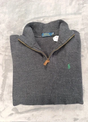 Pull col camionneur 1/4 zip demi-zip anthracite Ralph Lauren homme taille L logo brodé vert rl26, marke: Ralph Lauren, zustand: Sehr gut, größe: L, 80,00 €, 84,70 € inklusive Vinted-Käuferschutz