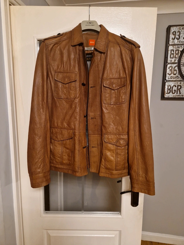 Boss orange leather sale jacket