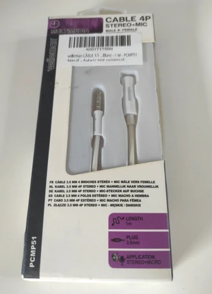 Cable 4P stereo + mic male/femelle, staat: Heel goed, € 3,00, € 3,85 inclusief Kopersbescherming
