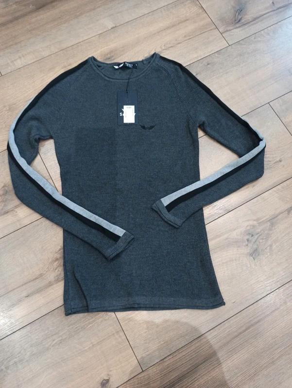 Pull gris pour homme manches longues L