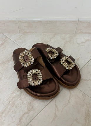 Ciabatte gioiello bronzo in vera pelle, Jo Milo numero 36, marca: Jo.Miló, estado: Nuevo sin etiquetas, tamaño: 36, 50,00 €, 53,20 € Protección al comprador incluida