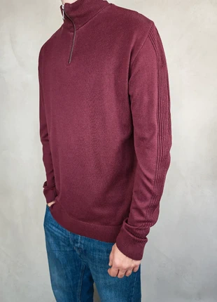 Knit Pull col cheminé zip bordeaux River Island coupe ample motif bras | Size M, marque: River Island, état: Très bon état, taille: M, 25,00 €, 26,95 € Protection acheteurs incluse