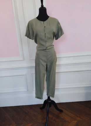 Combinaison kaki fluide casual manches courtes style utilitaire Mango taille 38, marca: Mango, estado: Bom, tamanho: M / 38 / 10, €5.00, €5.95 inclui Proteção do Comprador