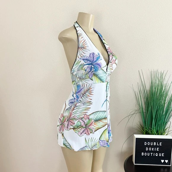 DO + BE | Tropical V-Neck Halter Romper Sz S 3