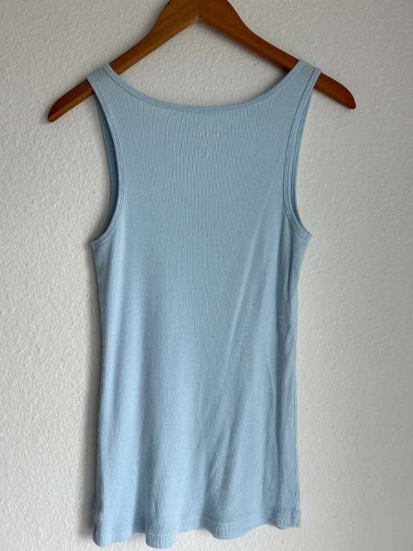 Old Navy Sky Blue Abstract Floral Ribbed Tank Top 4