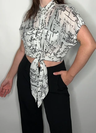 1990s black white sheer grunge streetwear copenhagen indie alternative blouse, merk: Vintage, staat: Heel goed, maat: XL / 42 / 14, € 12,50, € 13,83 inclusief Kopersbescherming Pro