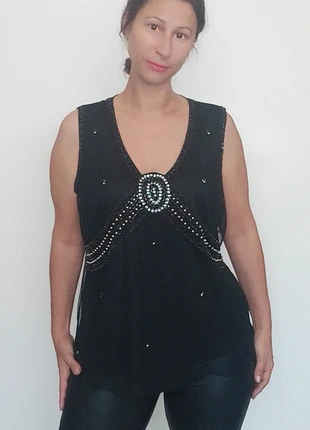 Top soirée strass et perles blanches taille 48, marca: M&S Mode, estado: Muito bom, tamanho: 4XL / 48 / 20, €10.00, €11.20 inclui Proteção do Comprador Pro