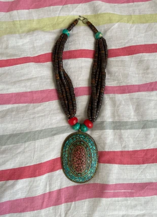 Collier ethnique bohème avec grand pendentif turquoise et corail, marke: Fait Main, zustand: Sehr gut, 30,00 €, 32,20 € inklusive Vinted-Käuferschutz