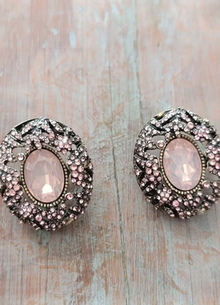 Boucles d’oreilles vintage chic – Pierre rose naturelle, état: Neuf sans étiquette, 5,00 €, 5,95 € Protection acheteurs incluse